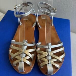 K. Jacques St Tropez Caicea Mixed Metallic Braided Leather Sandals Size EU 38
